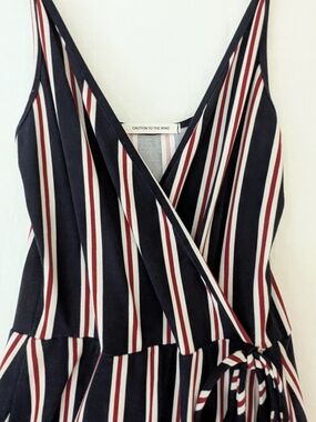 Caution To The Wind Striped Wrap High-Low Dress